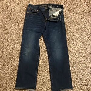 American Eagle Outfitters Men's Dark Blue Straight Jeans